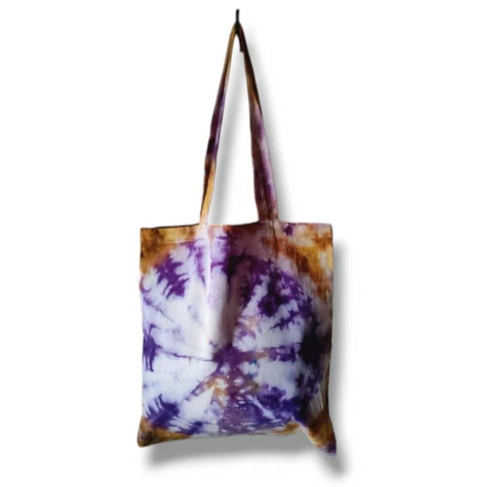 Handmade Tie dye tote bag, high quality canvas purple orange